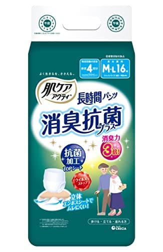 肌ケア アクティ 大人用おむつ 長時間パンツ 4回分吸収 M-Lサイズ 16枚