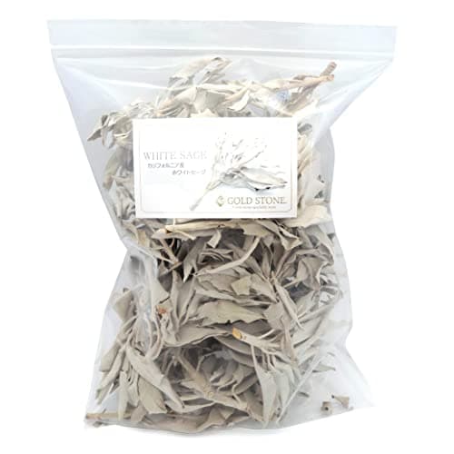 [GOLD STONE] ホワイトセージ 枝付き クラスター 無選別 100g 無農薬 カルフォルニア産 white sage
