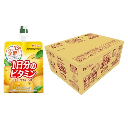 【Amazon.co.jp限定】ハウスウェルネスフーズ PERFECT VITAMIN 1日分のビタミンゼリー グレープフルーツ味 With 180g×24袋