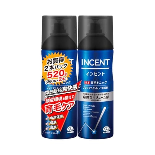 インセント薬用育毛トニック プレミアムクール(無香料) 【医薬部外品】 260g×2本 男性向け 育毛剤