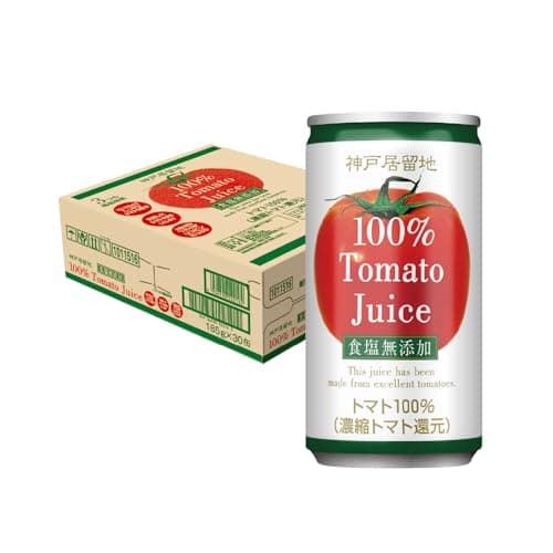 神戸居留地 トマトジュース 無塩 完熟 トマト 100% 缶 185g ×30本 [ 食塩無添加 飲み切りサイズ トマト3個分 ]