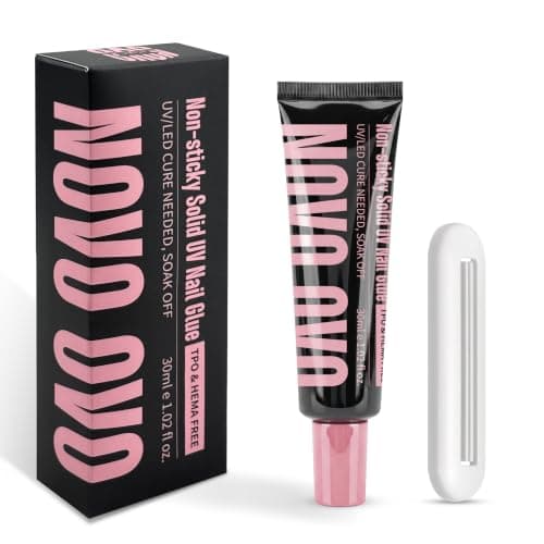 NOVO OVO UV Solid Nail Glue Gel for Press on Nails 30g with Tube Squeezer 固形ネイルグルー ジェル 30g チューブ絞り器付 強力 貼る爪 接着剤 長持ち ベタつかない アクリル爪 ネイルチップ 長さだし HEMA TPOフリー UV硬化60秒 [並行輸入品]