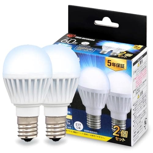 【E17】アイリスオーヤマ LED電球 昼白色 60W形相当 口金直径17mm 広配光 2個パック 760㏐ 密閉器具対応 LDA7N-G-E17-6T62P