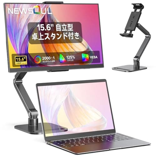 モバイルモニター 15.6インチ ディスプレイ Newsoul 125%sRGB 350Nits 680g薄型 軽量 持ち運び モニタースタンド付き