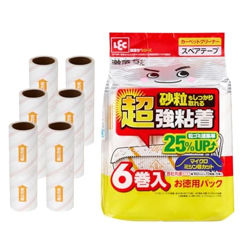 レック 激落ちくん スゴ技 マイクロミシン目カット 超強粘着 カーペットクリーナー スペア 70周 (6個入) / 粒ゴミ捕集率25%UP/バツグンの切れ心地/切れ目が分かりやすい印刷入り