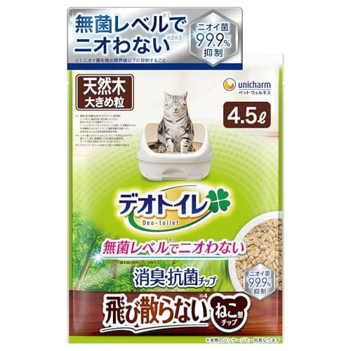 デオトイレ 消臭・抗菌サンド 飛び散らない天然木チップ 大きめの粒 猫砂 4.5L 猫 Amazon.co.jp限定
