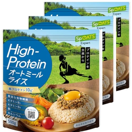 日食 スポーツ エキスパート SpOATS Expert High-Protein オートミールライス 500g ×3袋 (高タンパク 国内製造 無添加 シリアル 燕麦)