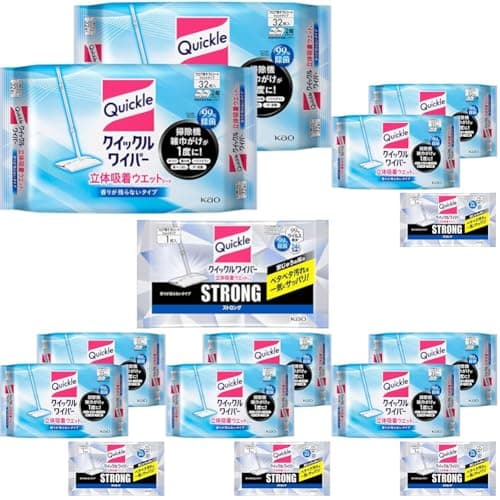 クイックル 【まとめ買い】ワイパー立体吸着ウエットシート 香りが残らないタイプ 32枚×2個 ストロング1枚シート付
