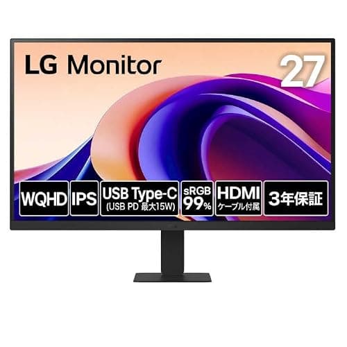 LG モニター ディスプレイ 27U631A-B 27インチ/WQHD(2560×1440)/100Hz/IPS/sRGB 99%/HDR/アンチグレア/HDMI/USB Type-C(USB PD15W)/フリッカーセーフ/ブルーライト低減モード/色覚調整/3年安心・無輝点保証