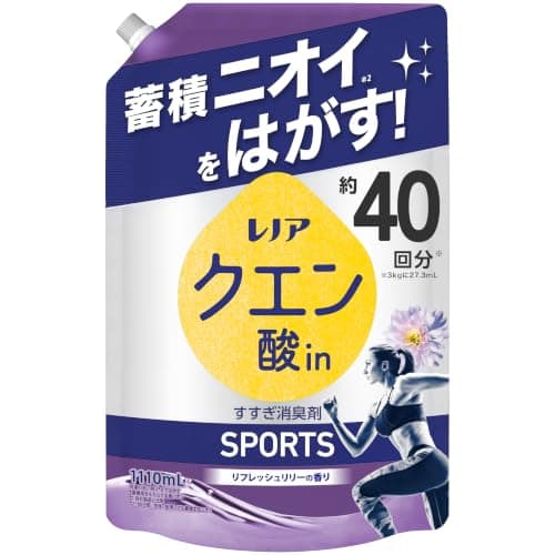 レノア クエン酸in【衣類のすすぎ消臭剤】蓄積ニオイをはがす スポーツ リフレッシュリリーの香り 詰め替え 1110mL 漂白剤なしでも1発消臭