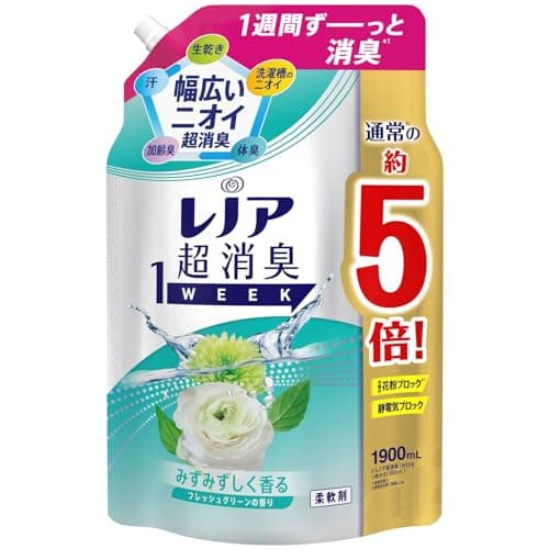レノア 超消臭1WEEK 柔軟剤 フレッシュグリーン 詰め替え 大容量 1,900mL