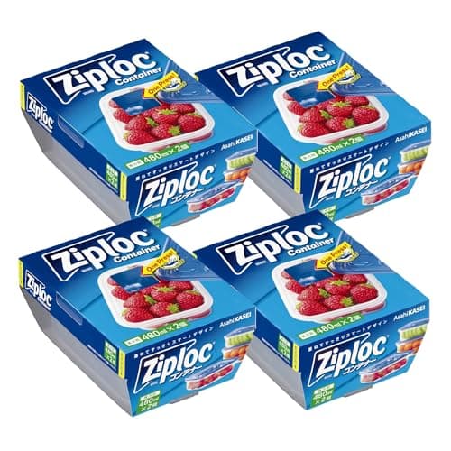 Ziploc 【まとめ買い】ジップロック コンテナー 長方形 480ml 2個入×4個セット