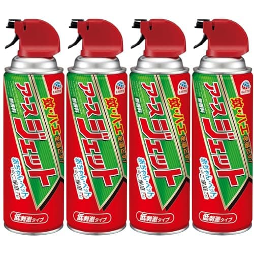 アースジェット [450ml×4本] 袋入り 殺虫スプレー 低刺激 無香料 ハエ・蚊用 トコジラミ マダニ イエダニ