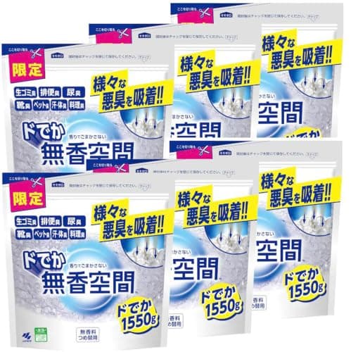 【Amazon.co.jp限定】 無香空間TM ドでか [詰替え 1550g×6個] 無香料 ケース販売 大容量 置き型 消臭剤 小林製薬