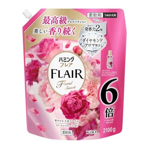 大容量 ハミングフレア 柔軟剤 最高級アロマバランスで美しく香り続く 華やかな王道フローラル フローラルスウィートの香り つめかえ2100ｇ