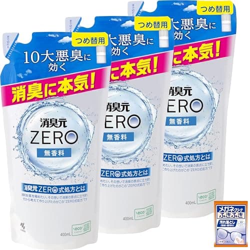 【Amazon.co.jp限定】 消臭元ZERO (ゼロ) 無香料 詰替え 400ml ×3個 おまけ付き【まとめ買い】 消臭特化 10大悪臭に効く