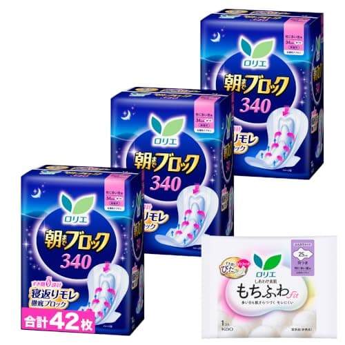 ロリエ 朝までブロック 340 羽つき 34cm 14コ入×3個+おまけ付き 【Amazon.co.jp限定】