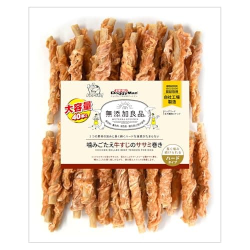 ドギーマン 無添加良品 噛みごたえ牛すじのササミ巻き 犬用おやつ 40本(20本×2)