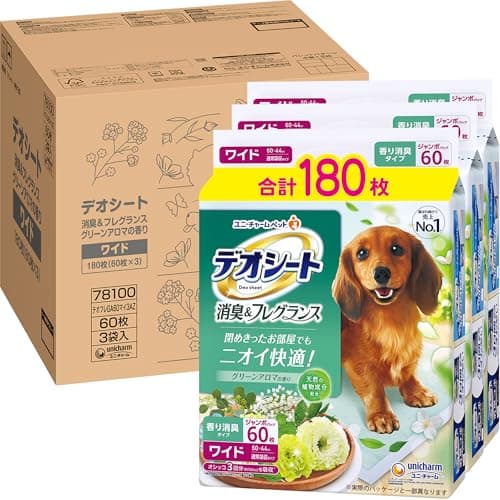 デオシート 消臭・フレグランス グリーンアロマの香り ワイド 犬用トイレシート 180枚(60枚×3) 犬 Amazon.co.jp限定