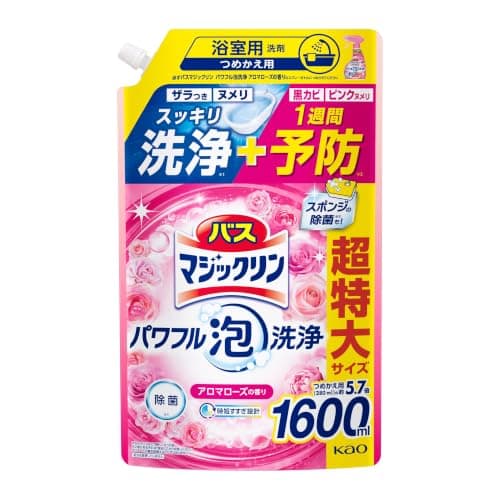 バスマジックリン パワフル泡洗浄 アロマローズの香り つめかえ用 大容量1600ml