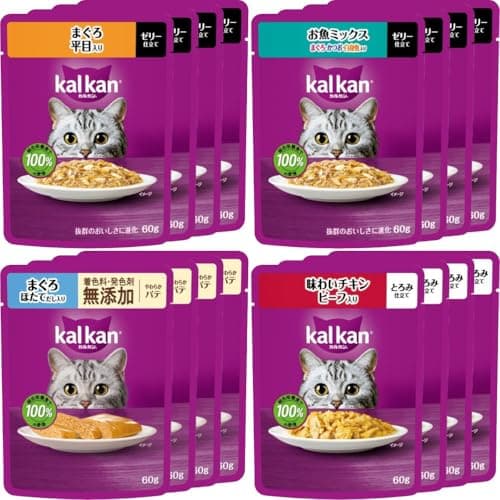 カルカン パウチ ゼリー・パテ 成猫用 60g×16袋 お魚・お肉バラエティ ウェットフード キャットフード 総合栄養食 水分補給 アソート メール便