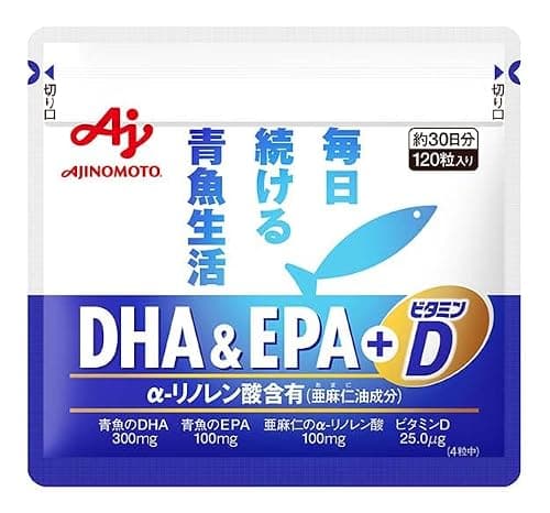 味の素 DHA&EPA+ビタミンD 120粒入袋 (約30日分) オメガ3脂肪酸 サプリ 魚の栄養素をサポート