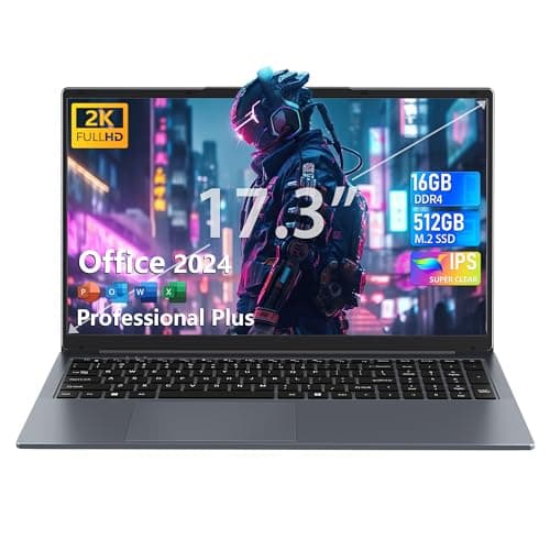 2026最新高性能ノートパソコン 17.3インチ 大画面2K 【Office 2024 搭載 プリインストール &Windows 11 Pro】FHD IPS インテル N150(3.6Hzに達する周波数) 4コア DDR4 16GB RAM+512GB M.2 SSD 大容量バッテリーUSB 3.0/Type-C/5G WIFI/バックライト付きlaptop/在宅勤務・初心者・学生向け