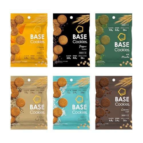 ベースクッキー 6種12袋【ココナッツ・ココア・抹茶・アールグレイ・チーズ・ペッパー】完全栄養食 低糖質