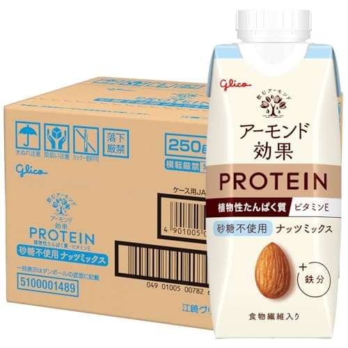 アーモンド効果 プロテイン 砂糖不使用 250g×12本 江崎グリコ 常温保存可能 ビタミンE 食物繊維 アーモンドミルク