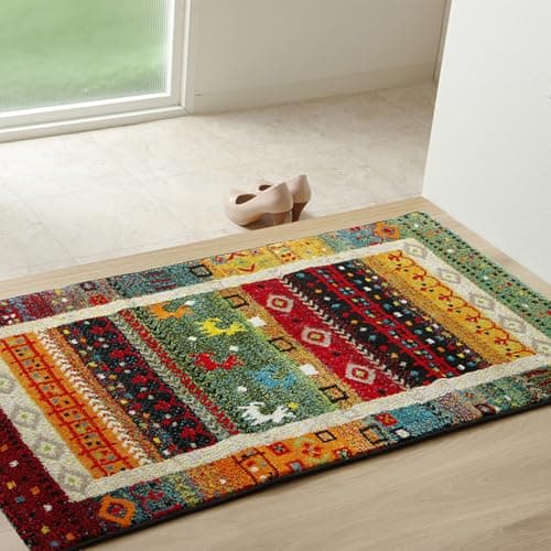 イケヒコ 玄関 選べる マット 長方形 単品 プラテリア 約60×90cm 厚み 約11mm トルコ製 へたりにくい 耐久性 弾力性 抗菌防臭 消臭 ギャベ柄 エレガント 洗濯不可 おしゃれ ふわふわ #1311240011801