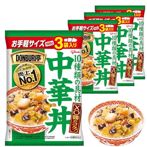 DONBURI亭 中華丼 3食パック×4個 江崎グリコ (常温保存/非常食/備蓄/ローリングストック/どんぶりのもと/レトルト)