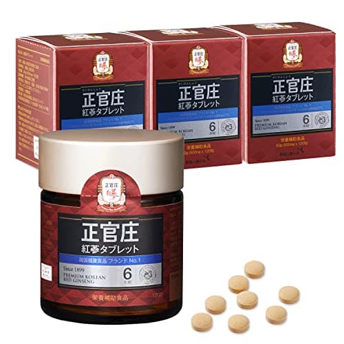 正官庄(ジョンガンジャン) 紅参タブレット 120粒(1粒500mg 60,000mg) 3個セット 韓国産 6年根 高麗人参 100％ 朝鮮人参 紅参(ホンサム) ginseng サプリ 国内正規品
