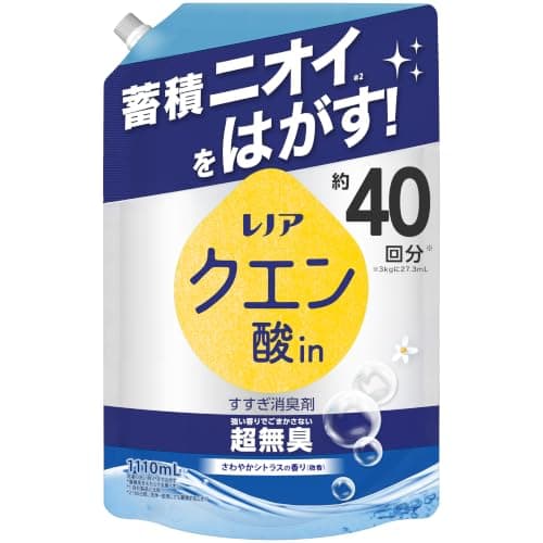 レノア クエン酸in【衣類のすすぎ消臭剤】蓄積ニオイをはがす さわやかシトラスの香り 詰め替え 1110mL 漂白剤なしでも1発消臭
