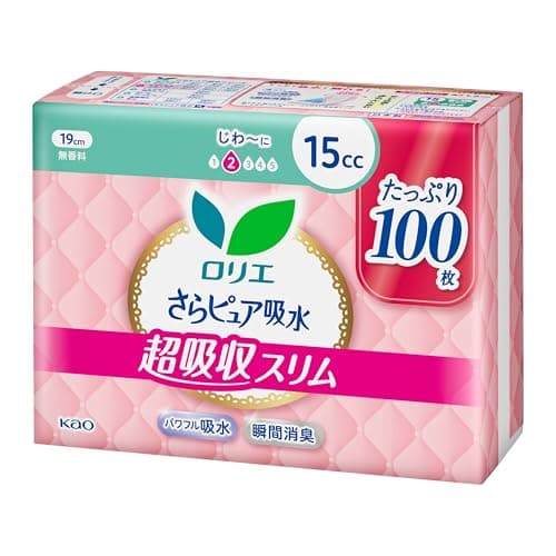 ロリエ さらピュア吸水 超吸収スリム 15cc 100枚(25枚×4パック)(パンティライナー 吸水ケア 尿もれパッド)
