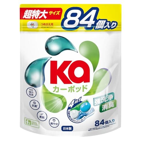 カーポッドタイムレスクリーン 洗濯洗剤 ジェルマジックボール 部屋干し 時短 便利 抗菌 柔軟剤入り 大容量 84粒