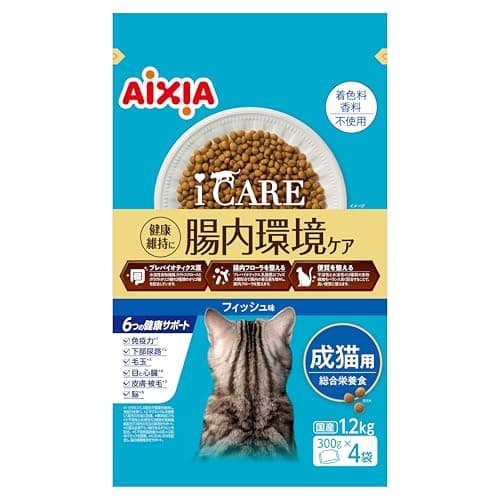 i CARE アイケア キャットドライ 成猫用 腸内環境ケア フィッシュ味 1.2kg(300g×4袋)