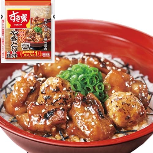 すき家 炭火やきとり丼の具（もも・つくね・鶏皮）125g (20パック)【どんぶり/おかず】 (冷凍食品 レンジか湯せんで簡単調理)