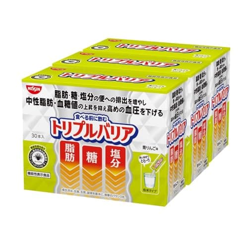 日清食品 トリプルバリア [ 機能性表示食品 ] 脂肪 糖 塩分対策に 青りんご味 90本（1箱 30本入×3箱）