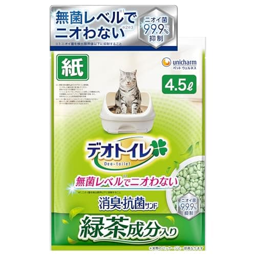 デオトイレ 消臭・抗菌サンド 燃やせる天然緑茶成分入り 猫砂 4.5L 猫 Amazon.co.jp限定