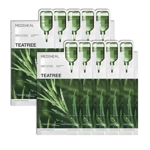 MEDIHEAL OFFICIAL(メディヒール) ティーツリーエッセンシャルマスク 10枚 Teatree Essential Mask 10P 韓国パック 肌荒れ防止 敏感肌用 美容液たっぷり しっとり 保湿 スキンケア シートマスク フェイスマスク フェイスパック