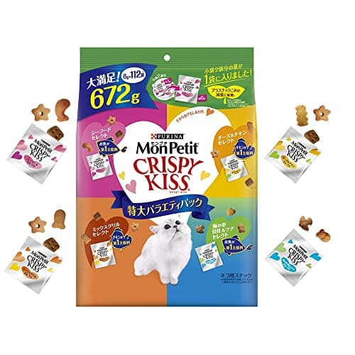 モンプチ クリスピーキッス 特大バラエティパック 672ｇ【Amazon.co.jp限定】キャットフード 猫 おやつ