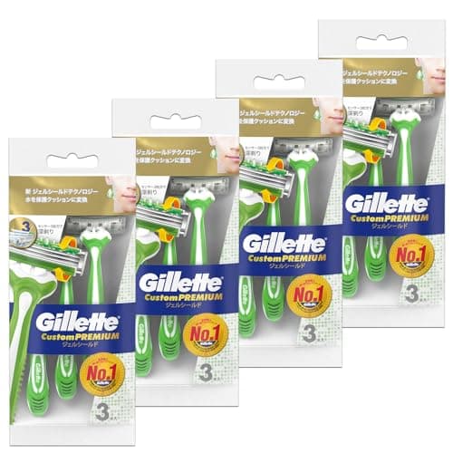 Gillette ジレット カスタムプレミアム ジェルシールド 髭剃り 使い捨てカミソリ 男性用 12本