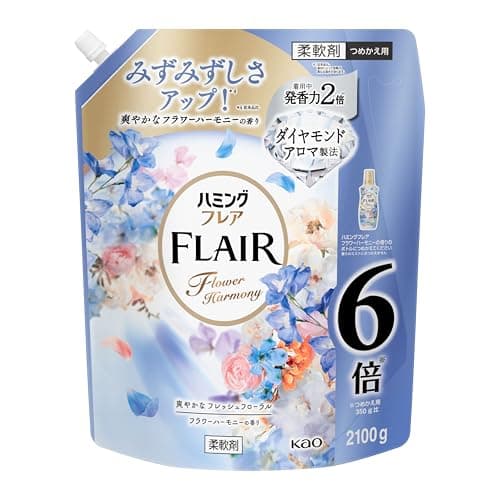 大容量 ハミングフレア 柔軟剤 みずみずしさアップ! 爽やかなフラワーハーモニーの香り つめかえ2100ｇ