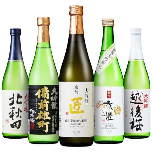 世界鷹 日本酒 金賞 大吟醸 飲み比べセット (720ml × 5本 / 辛口 中口) 商品説明書付き 純米大吟醸 秋田 新潟 京都 兵庫 地酒