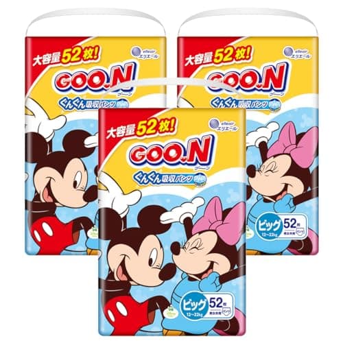 【パンツ BIGサイズ】グーン ぐんぐん吸収パンツ おむつ (12~22kg) 156枚(52枚×3) [ケース販売] 【Amazon.co.jp限定】 (ディズニーデザイン)