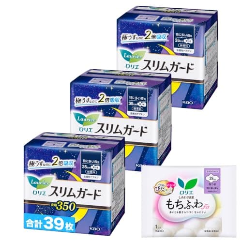 ロリエ スリムガード 特に多い夜用350 羽つき 35cm 13コ入×3個+おまけ付き 【Amazon.co.jp限定】