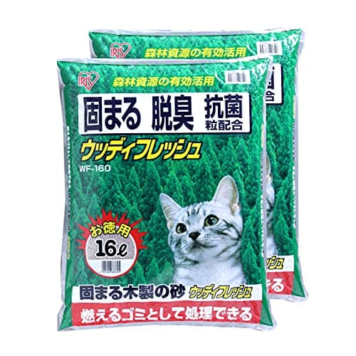 アイリスオーヤマ 猫砂 ウッディフレッシュ 16L×2袋 固まる 猫 トイレ 砂 (まとめ買い)