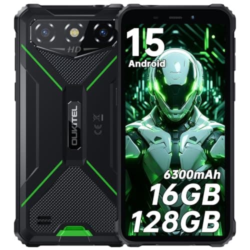 OUKITEL G3 SIMフリー スマホ 本体 16GB+128GB 1TB拡張可能 Android 15 タフネススマホ simフリー 6300mAh 大容量バッテリー 防水防塵耐衝撃6インチ大画面 13MPカメラ 4GデュアルSIM/OTG/顔認証/指紋ロック解除、防災、技術適合 緑