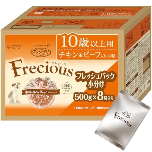 フレシャス (Frecious) 10歳以上用 チキン&ビーフ ドライドッグフード 4kg (500g×8袋)