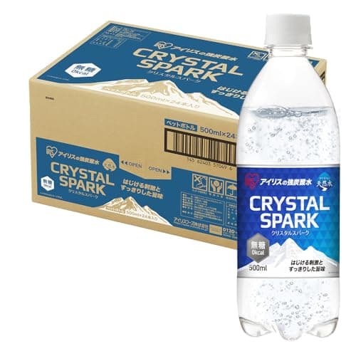 CRYSTAL SPARK(クリスタルスパーク) 炭酸水 500ml ×24本 強炭酸水 アイリスオーヤマ ペットボトル ケース 500ミリリットル ボトル 割り材
